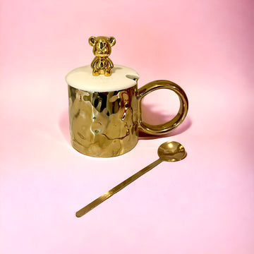 Bearista Gold Glass Mug – 400 ml Bone China Beverage Cup